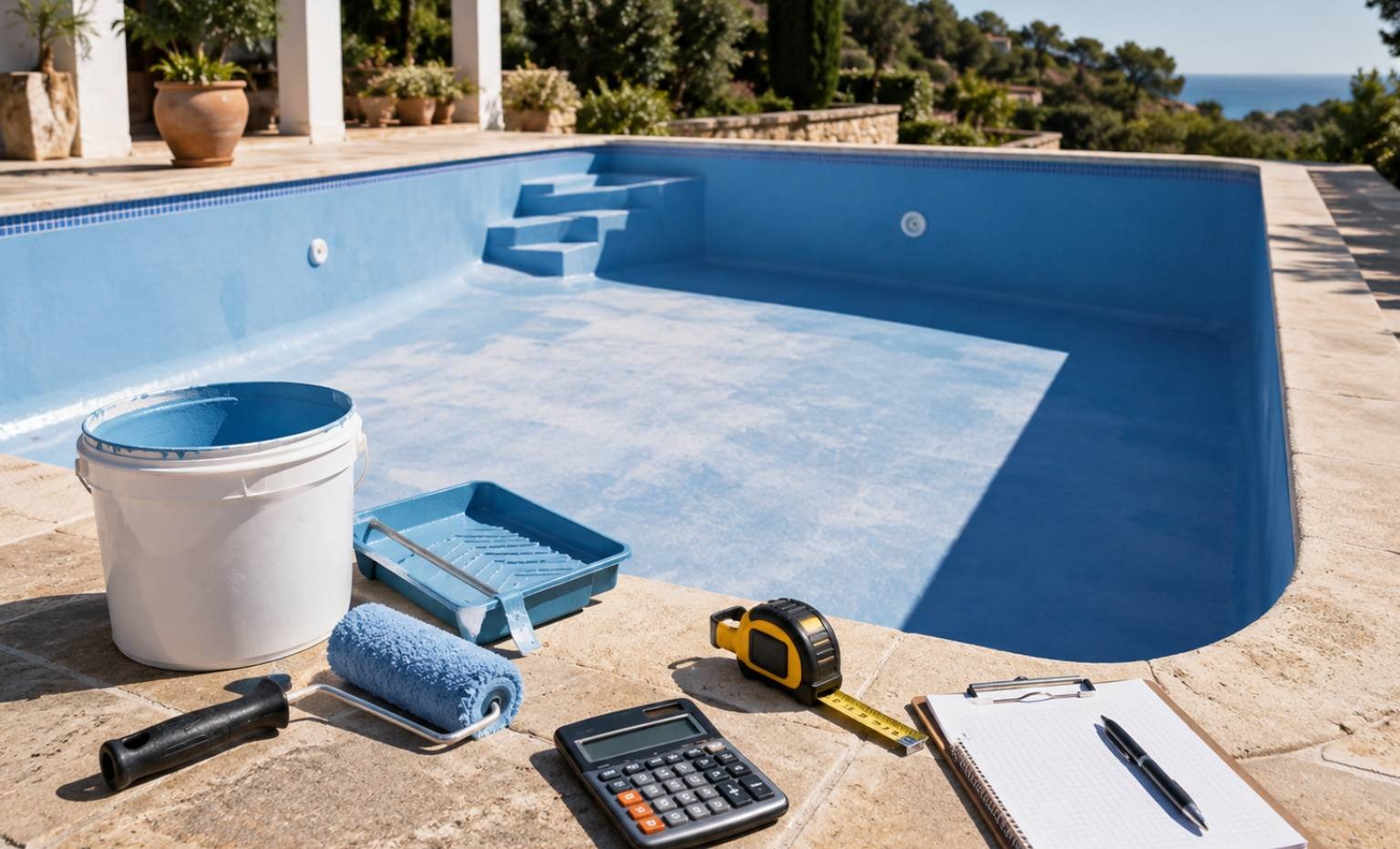 ¿Cuánta pintura necesito para mi piscina? Calculadora y guía de rendimiento